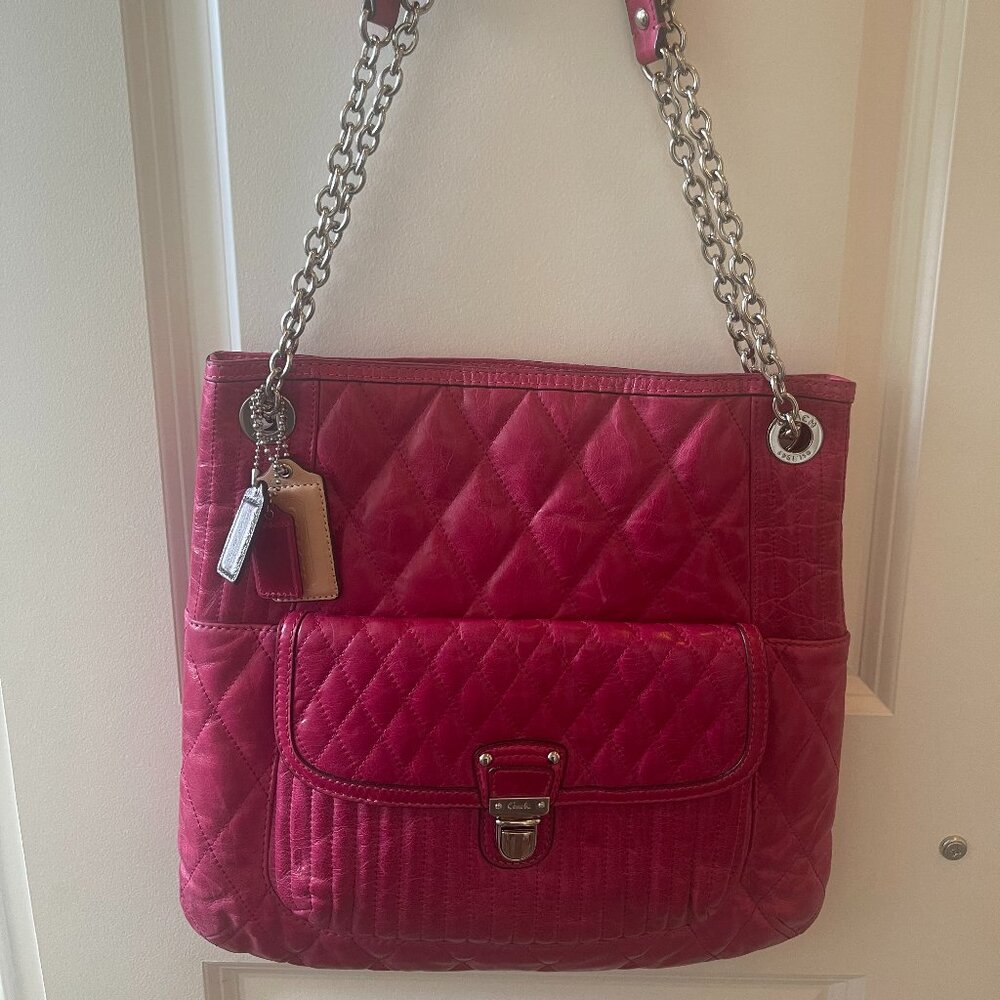 Coach Poppy Liquid Gloss Slim Tote